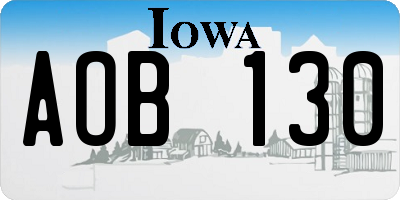 IA license plate AOB130
