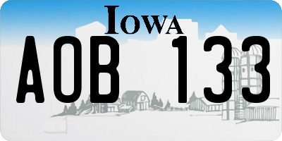 IA license plate AOB133
