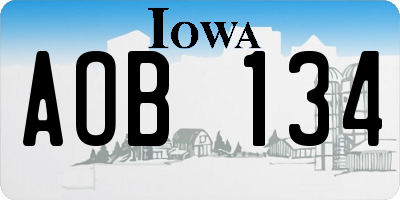IA license plate AOB134