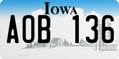 IA license plate AOB136