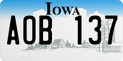 IA license plate AOB137