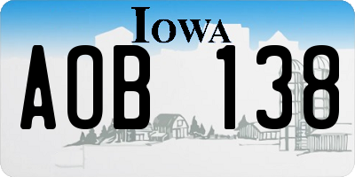 IA license plate AOB138