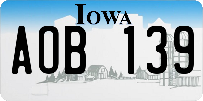 IA license plate AOB139