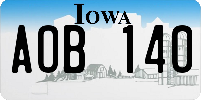 IA license plate AOB140