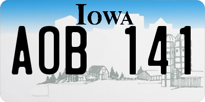 IA license plate AOB141