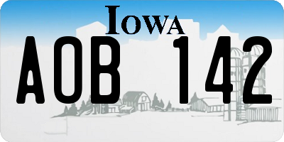 IA license plate AOB142