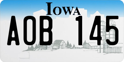 IA license plate AOB145