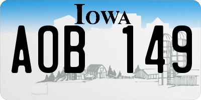 IA license plate AOB149
