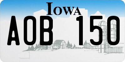 IA license plate AOB150