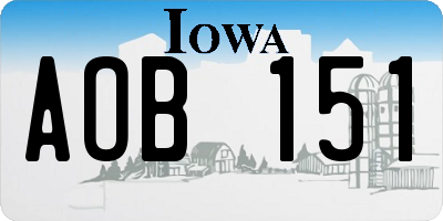 IA license plate AOB151