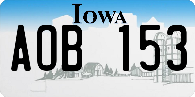 IA license plate AOB153