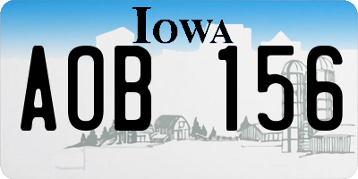IA license plate AOB156