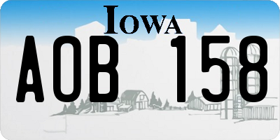 IA license plate AOB158