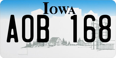 IA license plate AOB168