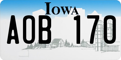 IA license plate AOB170