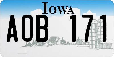 IA license plate AOB171