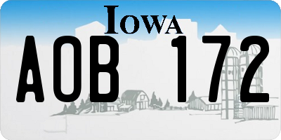 IA license plate AOB172