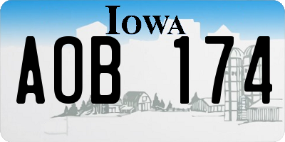 IA license plate AOB174