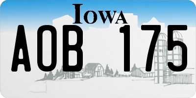 IA license plate AOB175