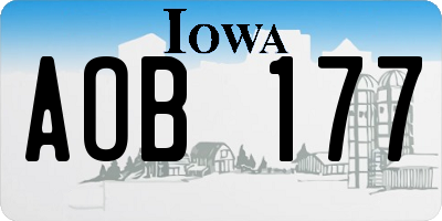 IA license plate AOB177