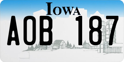 IA license plate AOB187