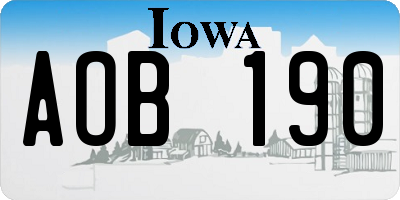 IA license plate AOB190