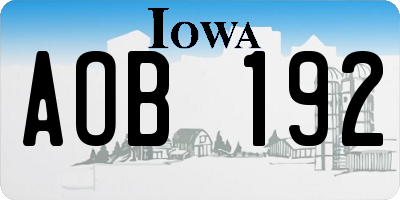 IA license plate AOB192