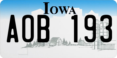 IA license plate AOB193