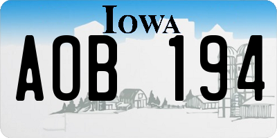 IA license plate AOB194
