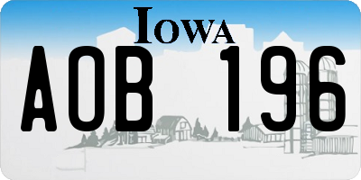 IA license plate AOB196