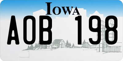 IA license plate AOB198