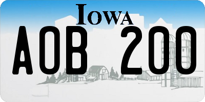IA license plate AOB200
