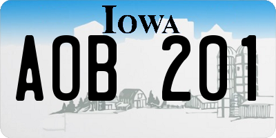 IA license plate AOB201