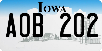 IA license plate AOB202