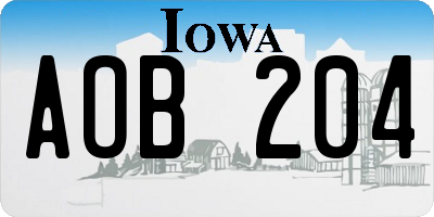 IA license plate AOB204