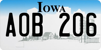 IA license plate AOB206