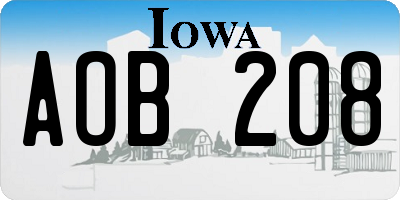 IA license plate AOB208