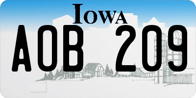 IA license plate AOB209