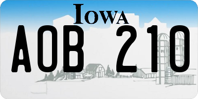 IA license plate AOB210