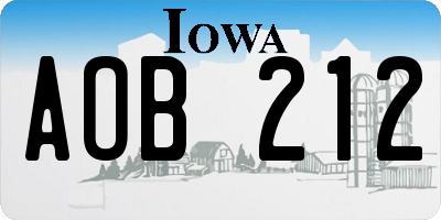 IA license plate AOB212