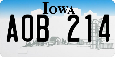 IA license plate AOB214