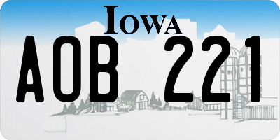 IA license plate AOB221