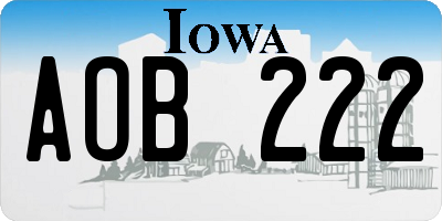IA license plate AOB222