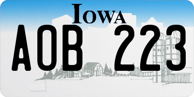 IA license plate AOB223