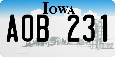 IA license plate AOB231