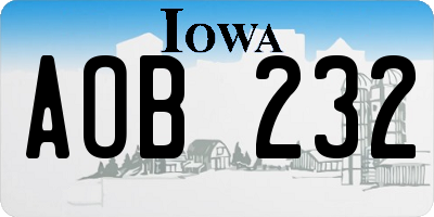 IA license plate AOB232