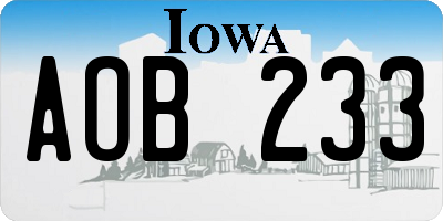 IA license plate AOB233