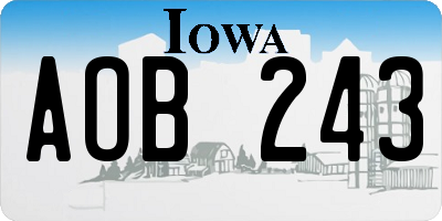 IA license plate AOB243