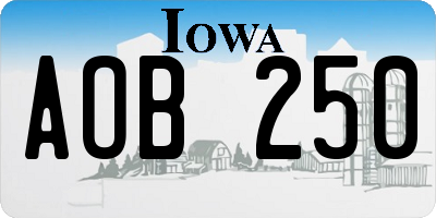 IA license plate AOB250