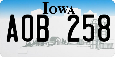 IA license plate AOB258